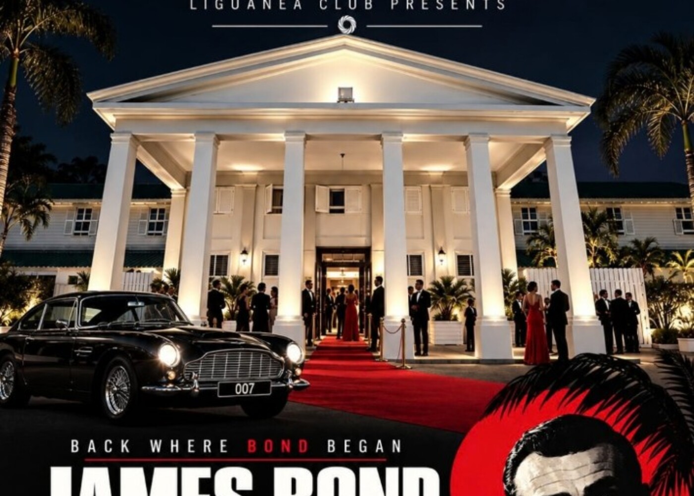 The illuminated Liguanea Club prepared for James Bond Night